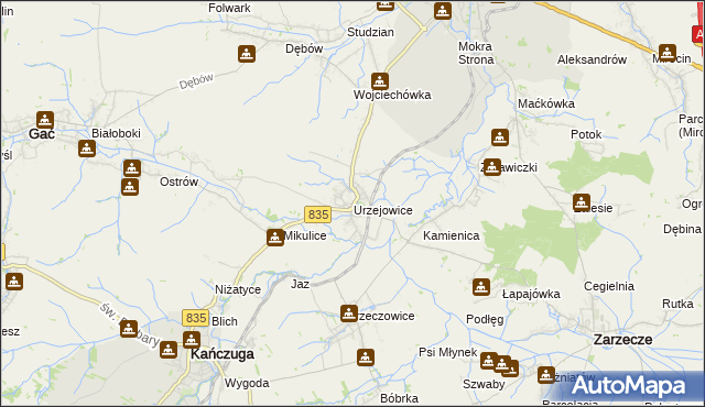 mapa Urzejowice, Urzejowice na mapie Targeo