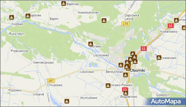 mapa Uścikówiec, Uścikówiec na mapie Targeo