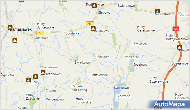 mapa Uścikowo gmina Żnin, Uścikowo gmina Żnin na mapie Targeo