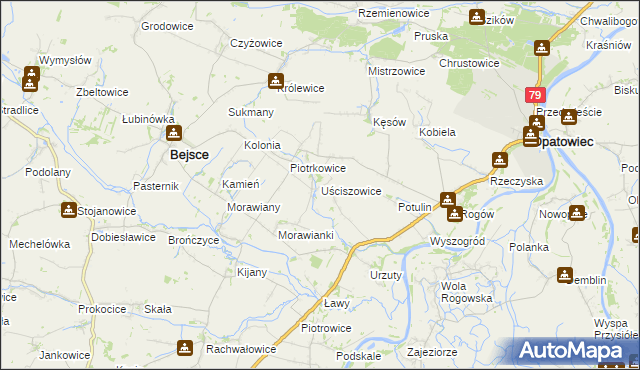 mapa Uściszowice, Uściszowice na mapie Targeo