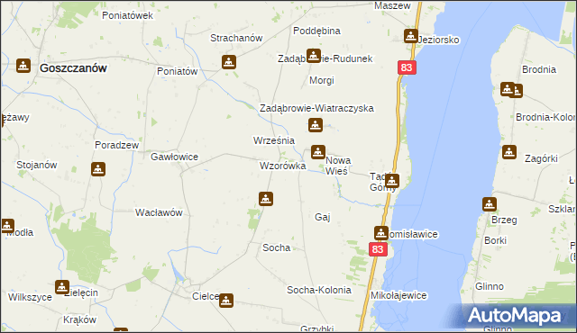 mapa Ustków gmina Warta, Ustków gmina Warta na mapie Targeo