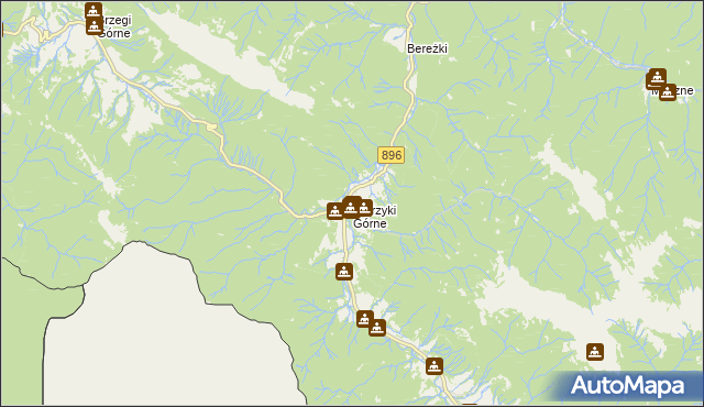 mapa Ustrzyki Górne, Ustrzyki Górne na mapie Targeo