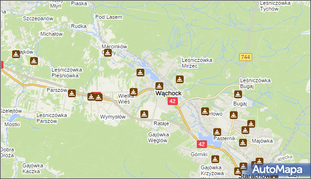 mapa Wąchock, Wąchock na mapie Targeo