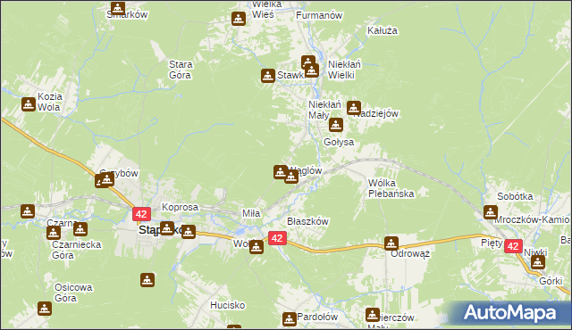 mapa Wąglów, Wąglów na mapie Targeo