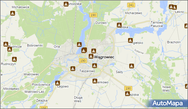 mapa Wągrowiec, Wągrowiec na mapie Targeo