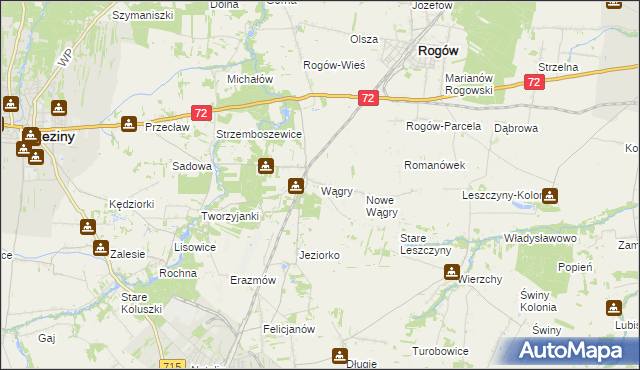 mapa Wągry, Wągry na mapie Targeo