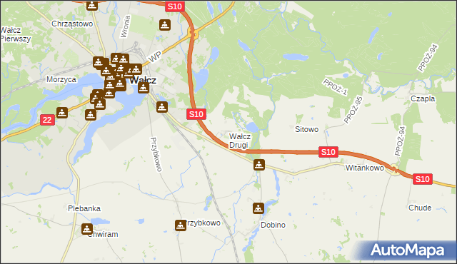 mapa Wałcz Drugi, Wałcz Drugi na mapie Targeo