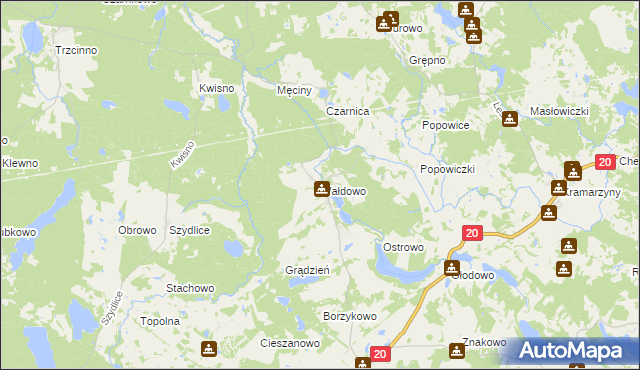 mapa Wałdowo gmina Miastko, Wałdowo gmina Miastko na mapie Targeo