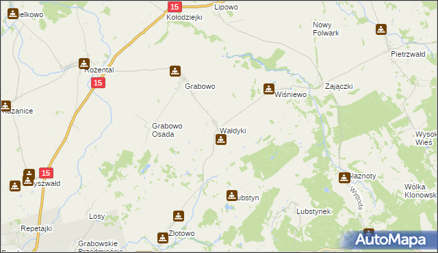 mapa Wałdyki, Wałdyki na mapie Targeo