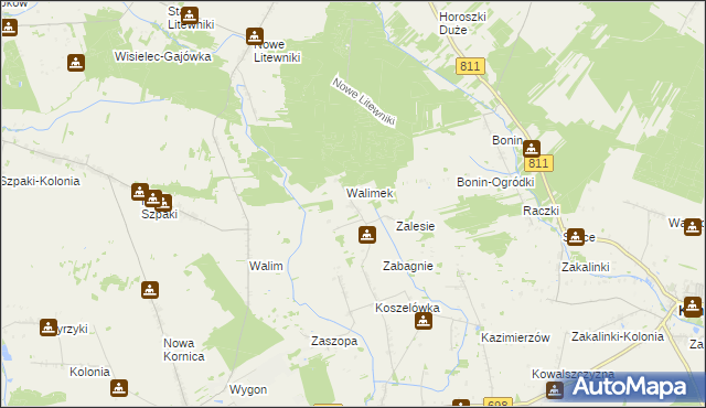 mapa Walimek gmina Stara Kornica, Walimek gmina Stara Kornica na mapie Targeo