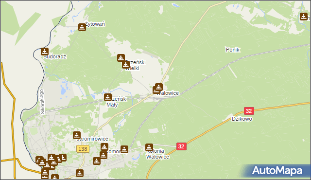 mapa Wałowice gmina Gubin, Wałowice gmina Gubin na mapie Targeo