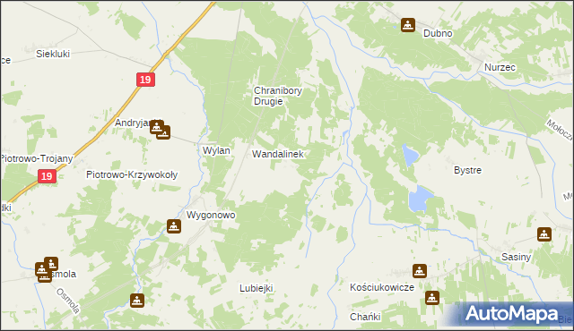 mapa Wandalin gmina Boćki, Wandalin gmina Boćki na mapie Targeo