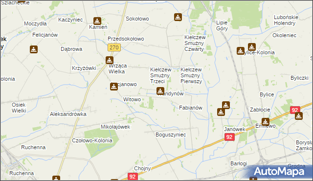 mapa Wandynów gmina Koło, Wandynów gmina Koło na mapie Targeo