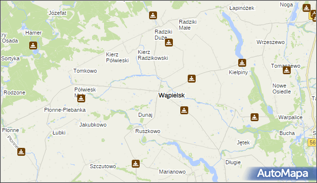 mapa Wąpielsk, Wąpielsk na mapie Targeo