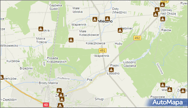 mapa Wapiennik gmina Kłobuck, Wapiennik gmina Kłobuck na mapie Targeo