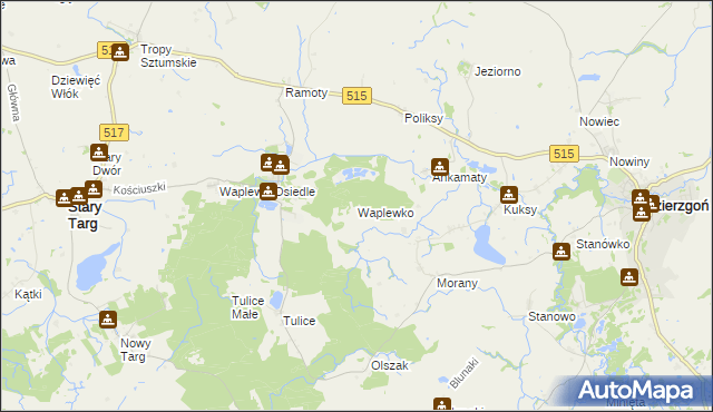 mapa Waplewko, Waplewko na mapie Targeo