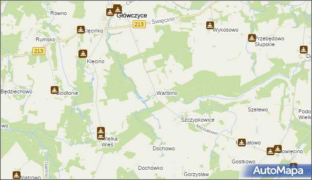 mapa Warblino, Warblino na mapie Targeo