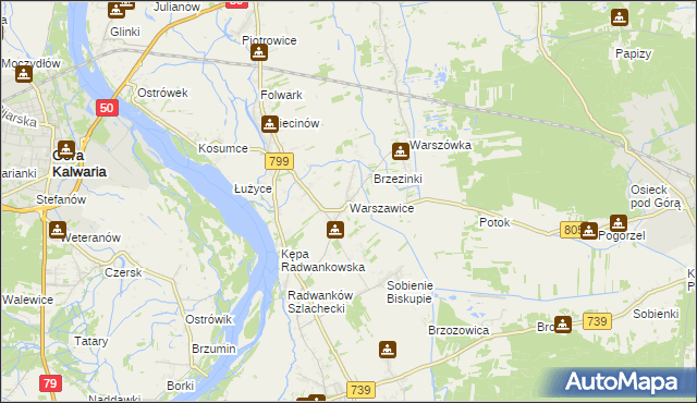 mapa Warszawice, Warszawice na mapie Targeo