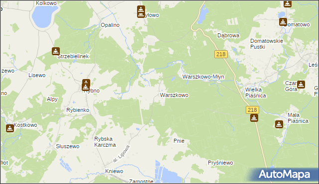 mapa Warszkowo gmina Wejherowo, Warszkowo gmina Wejherowo na mapie Targeo