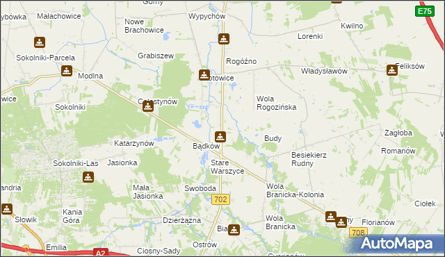 mapa Warszyce, Warszyce na mapie Targeo