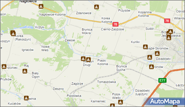 mapa Warzyn Pierwszy, Warzyn Pierwszy na mapie Targeo