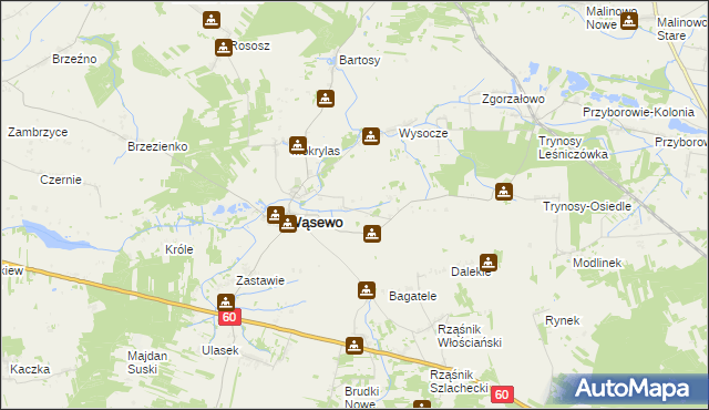 mapa Wąsewo-Kolonia, Wąsewo-Kolonia na mapie Targeo