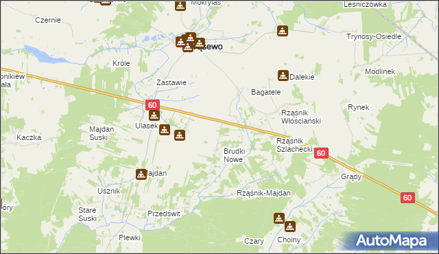 mapa Wąsewo-Lachowiec, Wąsewo-Lachowiec na mapie Targeo