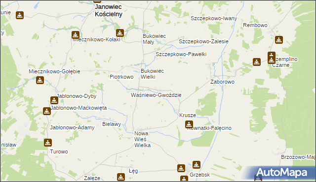 mapa Waśniewo-Grabowo, Waśniewo-Grabowo na mapie Targeo