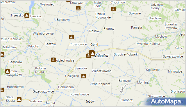 mapa Waśniów, Waśniów na mapie Targeo