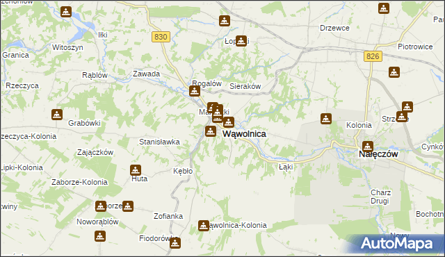 mapa Wąwolnica powiat puławski, Wąwolnica powiat puławski na mapie Targeo