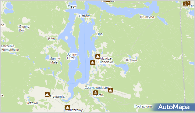 mapa Wdzydze Tucholskie, Wdzydze Tucholskie na mapie Targeo