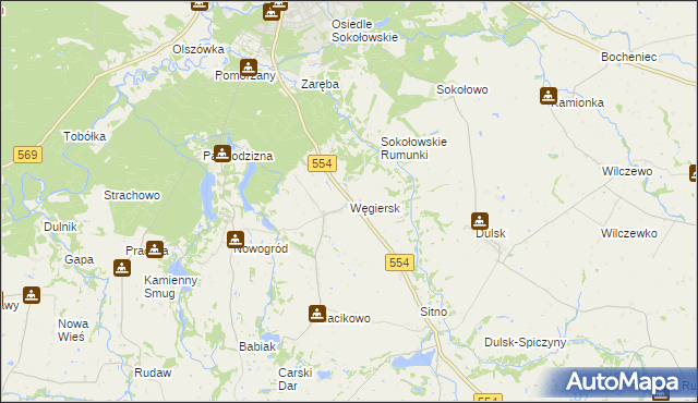 mapa Węgiersk, Węgiersk na mapie Targeo