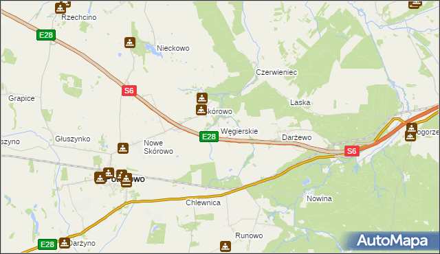 mapa Węgierskie gmina Potęgowo, Węgierskie gmina Potęgowo na mapie Targeo