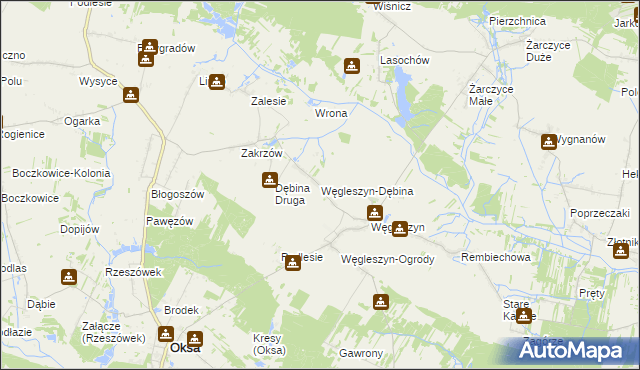 mapa Węgleszyn-Dębina, Węgleszyn-Dębina na mapie Targeo