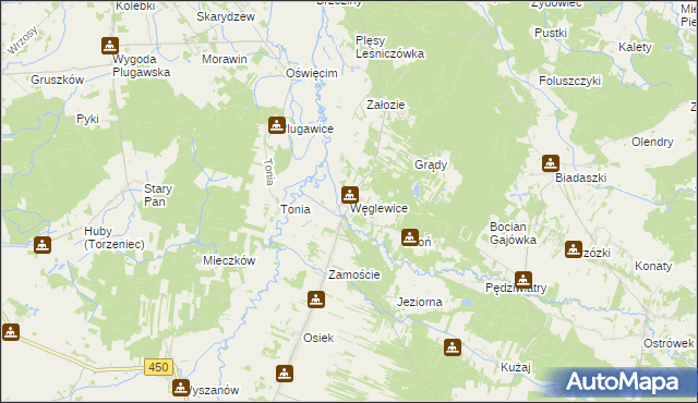 mapa Węglewice gmina Galewice, Węglewice gmina Galewice na mapie Targeo