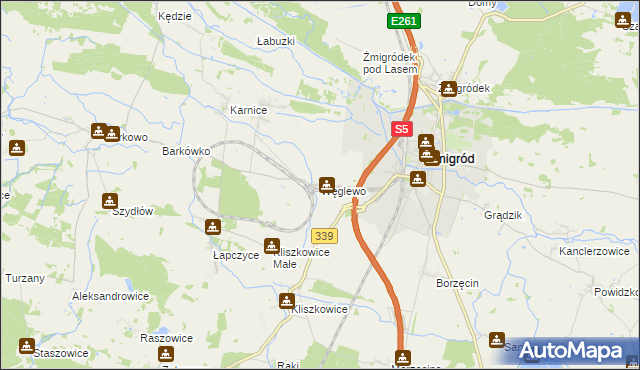 mapa Węglewo gmina Żmigród, Węglewo gmina Żmigród na mapie Targeo