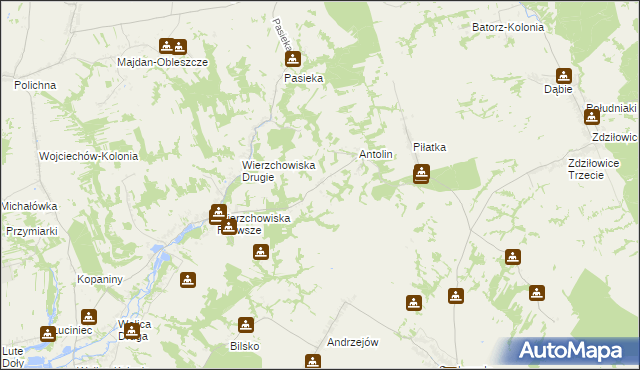 mapa Węgliska gmina Modliborzyce, Węgliska gmina Modliborzyce na mapie Targeo