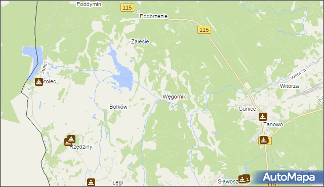 mapa Węgornik, Węgornik na mapie Targeo