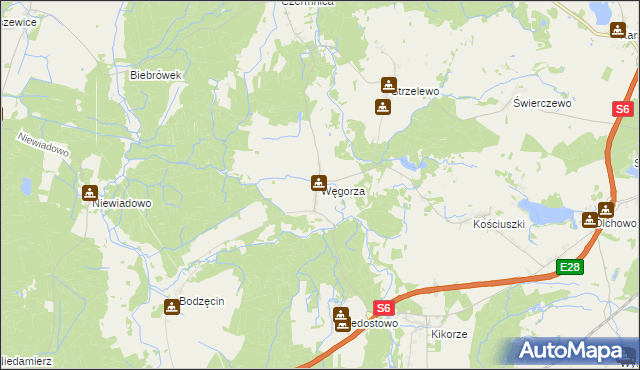 mapa Węgorza, Węgorza na mapie Targeo