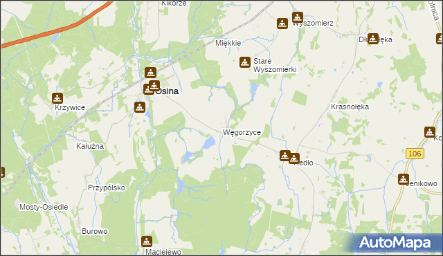 mapa Węgorzyce, Węgorzyce na mapie Targeo