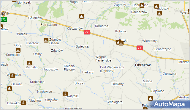 mapa Węgrce Panieńskie, Węgrce Panieńskie na mapie Targeo