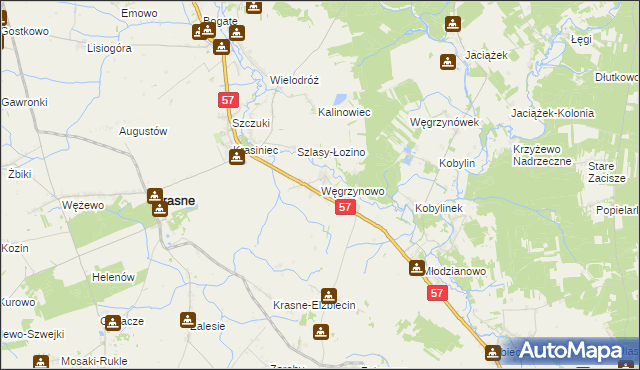 mapa Węgrzynowo gmina Płoniawy-Bramura, Węgrzynowo gmina Płoniawy-Bramura na mapie Targeo