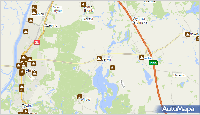 mapa Wełtyń, Wełtyń na mapie Targeo