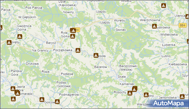 mapa Wesoła gmina Nozdrzec, Wesoła gmina Nozdrzec na mapie Targeo