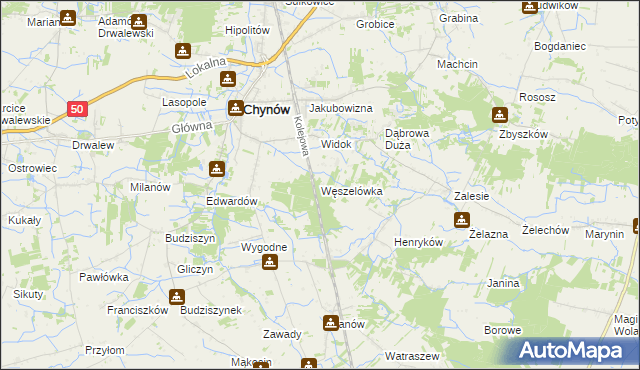 mapa Węszelówka, Węszelówka na mapie Targeo