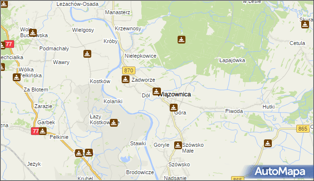 mapa Wiązownica powiat jarosławski, Wiązownica powiat jarosławski na mapie Targeo