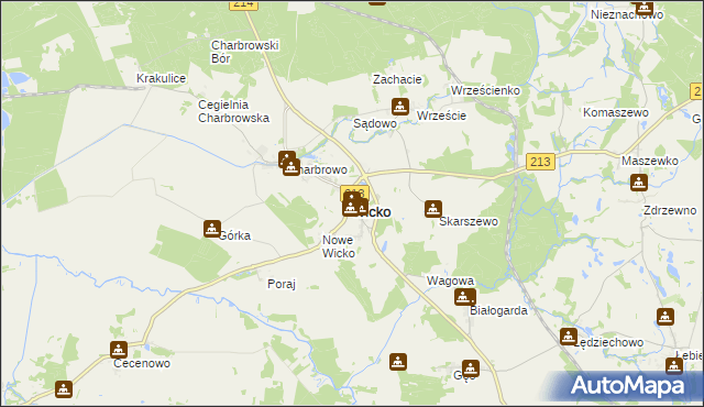 mapa Wicko powiat lęborski, Wicko powiat lęborski na mapie Targeo