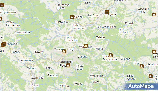 mapa Widaczów, Widaczów na mapie Targeo