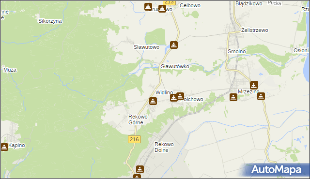 mapa Widlino gmina Puck, Widlino gmina Puck na mapie Targeo