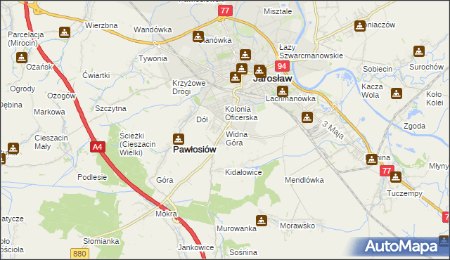 mapa Widna Góra, Widna Góra na mapie Targeo